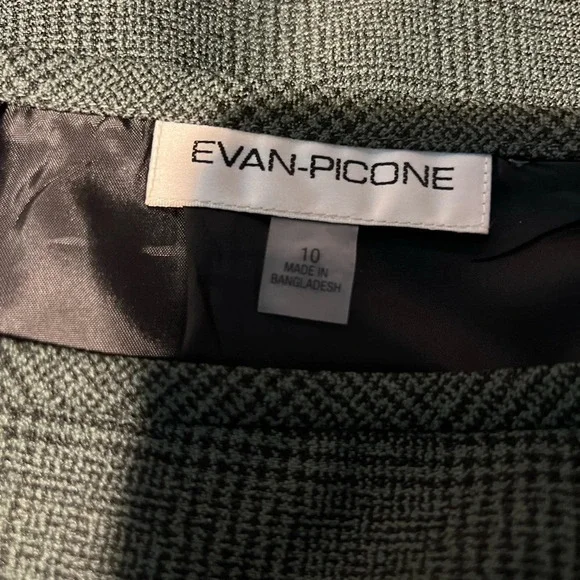Evan Picone,10, skirt/ jacket suit olive green, micro houndstooth check, print - Picture 10 of 13